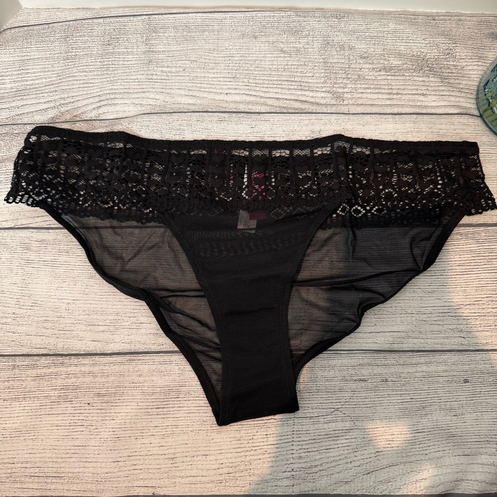 Adore Me Black Mesh Lace Panties Intimates